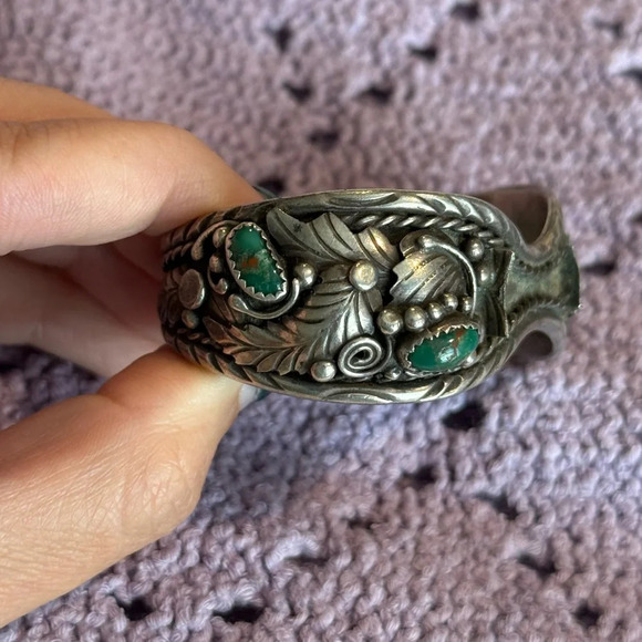 YAZZIE NAVAJO CUFF BRACELET 925 SILVER Mid 20th‎ Century - Picture 9 of 10